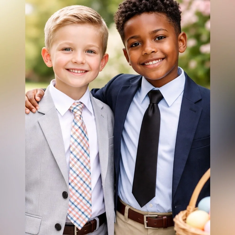 BUNDLE Nordstrom Boys Tie Youth black elastic 53” 15” school small uniform blue